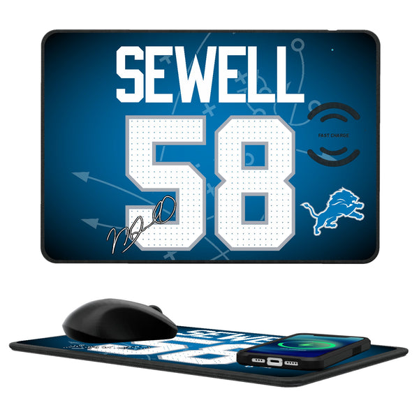 Penei Sewell Detroit Lions 58 Ready 15-Watt Wireless Charger and Mouse Pad