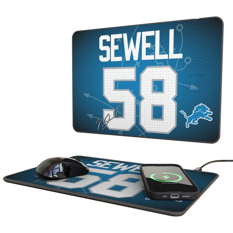 Penei Sewell Detroit Lions 58 Game Tactic 15-Watt Wireless Charger and Mouse Pad