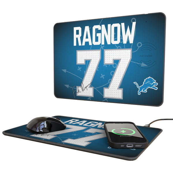 Frank Ragnow Detroit Lions 77 Game Tactic 15-Watt Wireless Charger and Mouse Pad