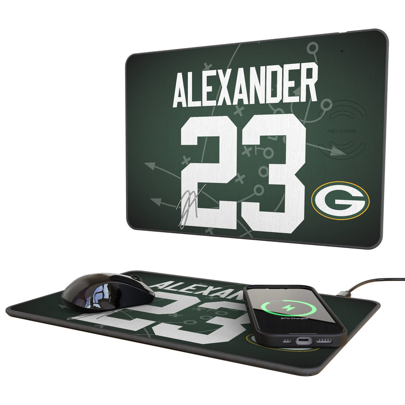 Jaire Alexander Green Bay Packers 23 Game Tactic 15-Watt Wireless Charger and Mouse Pad