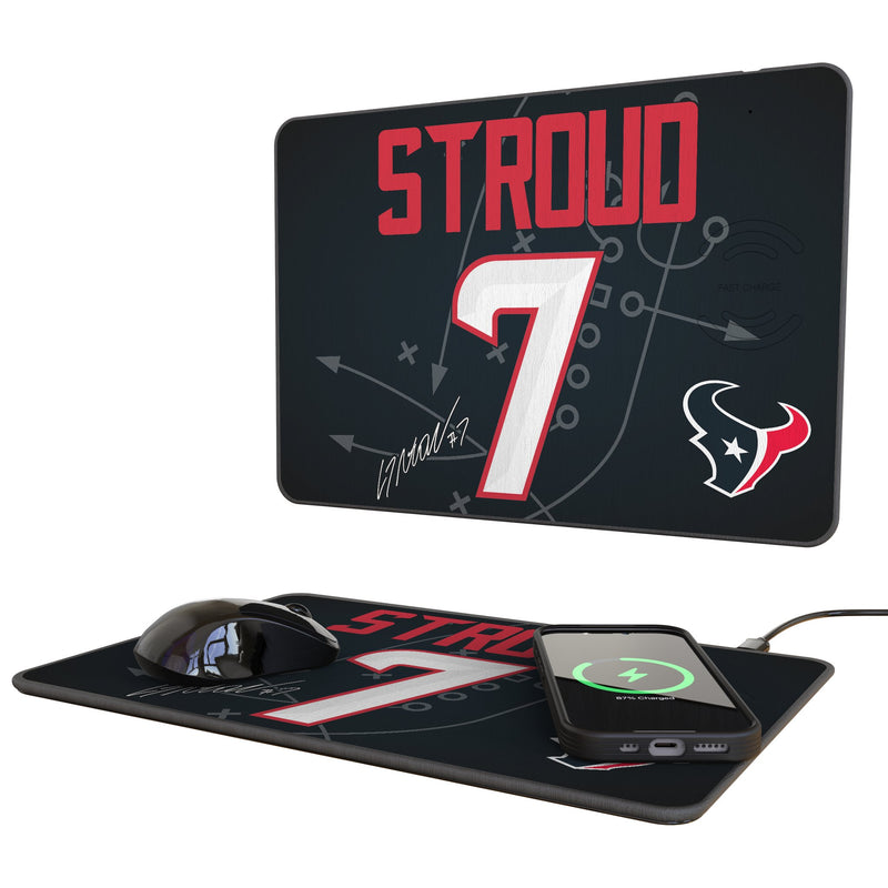 C.J. Stroud Houston Texans 7 Game Tactic 15-Watt Wireless Charger and Mouse Pad