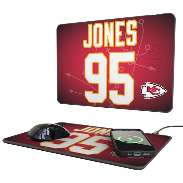 Chris Jones Kansas City Chiefs 95 Game Tactic 15-Watt Wireless Charger and Mouse Pad