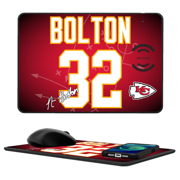 Nick Bolton Kansas City Chiefs 32 Ready 15-Watt Wireless Charger and Mouse Pad