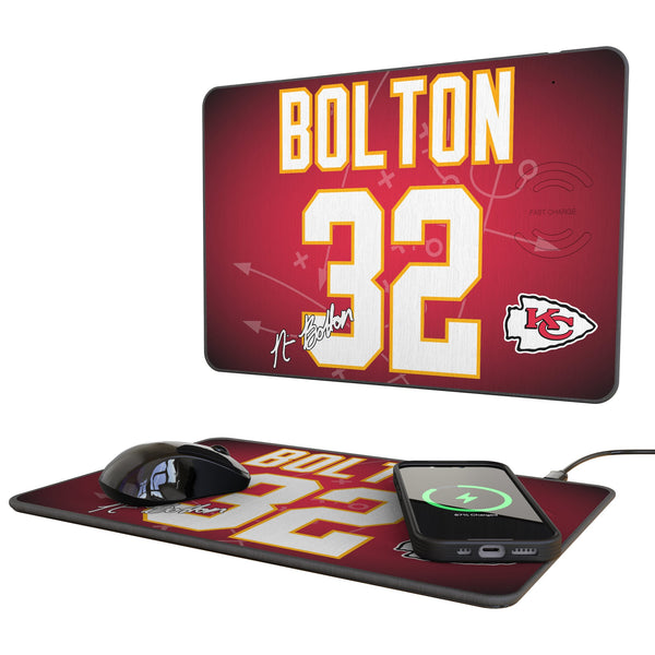 Nick Bolton Kansas City Chiefs 32 Game Tactic 15-Watt Wireless Charger and Mouse Pad