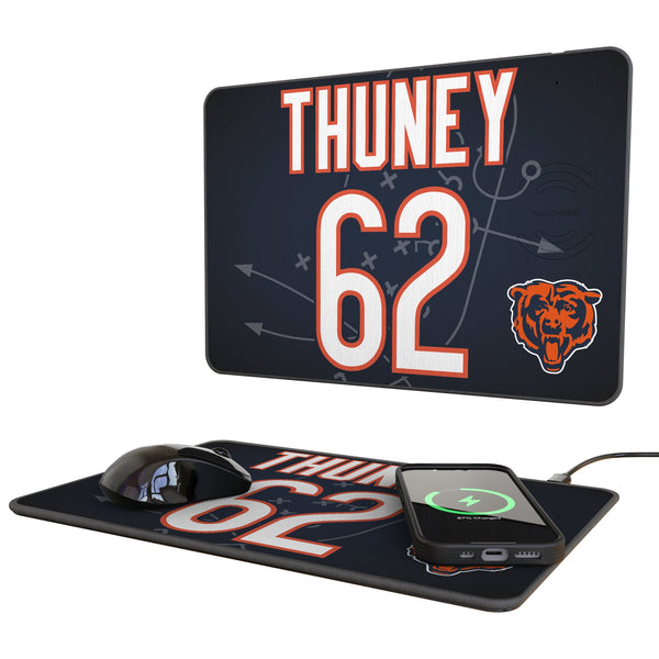 Joe Thuney Chicago Bears 62 Game Tactic 15-Watt Wireless Charger and Mouse Pad
