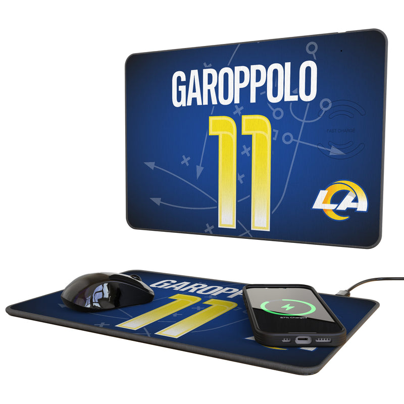 Jimmy Garoppolo Los Angeles Rams 11 Game Tactic 15-Watt Wireless Charger and Mouse Pad