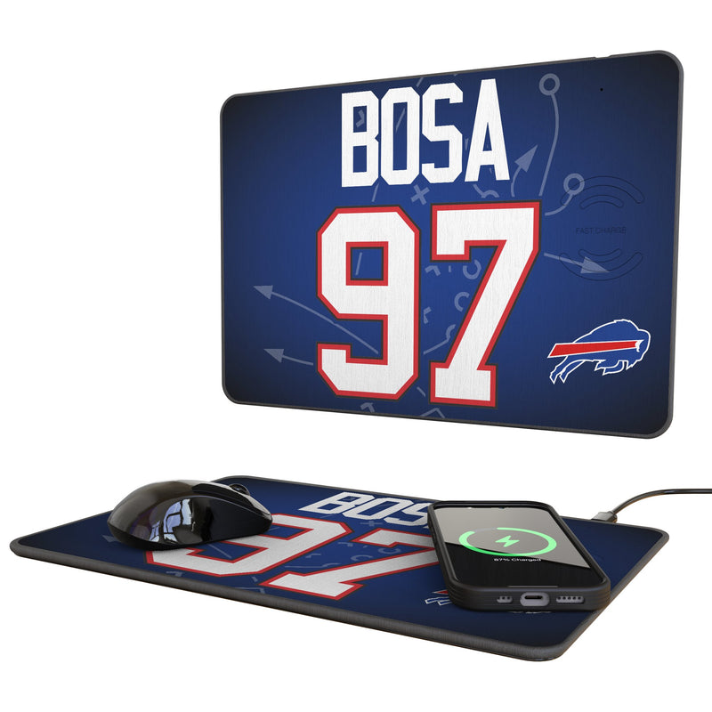 Joey Bosa Buffalo Bills 97 Game Tactic 15-Watt Wireless Charger and Mouse Pad
