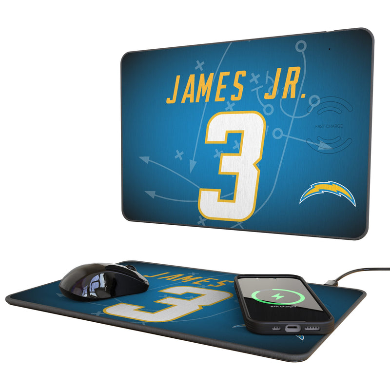 Derwin James Jr. Los Angeles Chargers 3 Game Tactic 15-Watt Wireless Charger and Mouse Pad