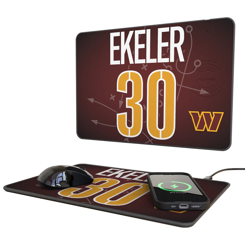 Austin Ekeler Washington Commanders 30 Game Tactic 15-Watt Wireless Charger and Mouse Pad