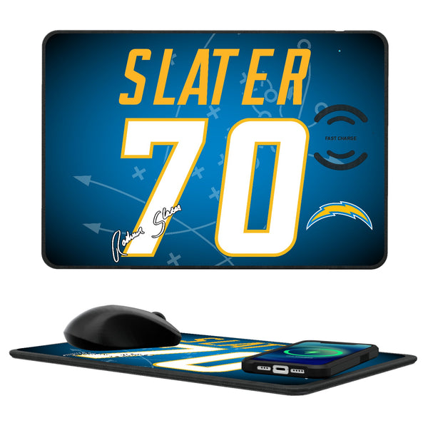 RaShawn Slater Los Angeles Chargers 70 Ready 15-Watt Wireless Charger and Mouse Pad