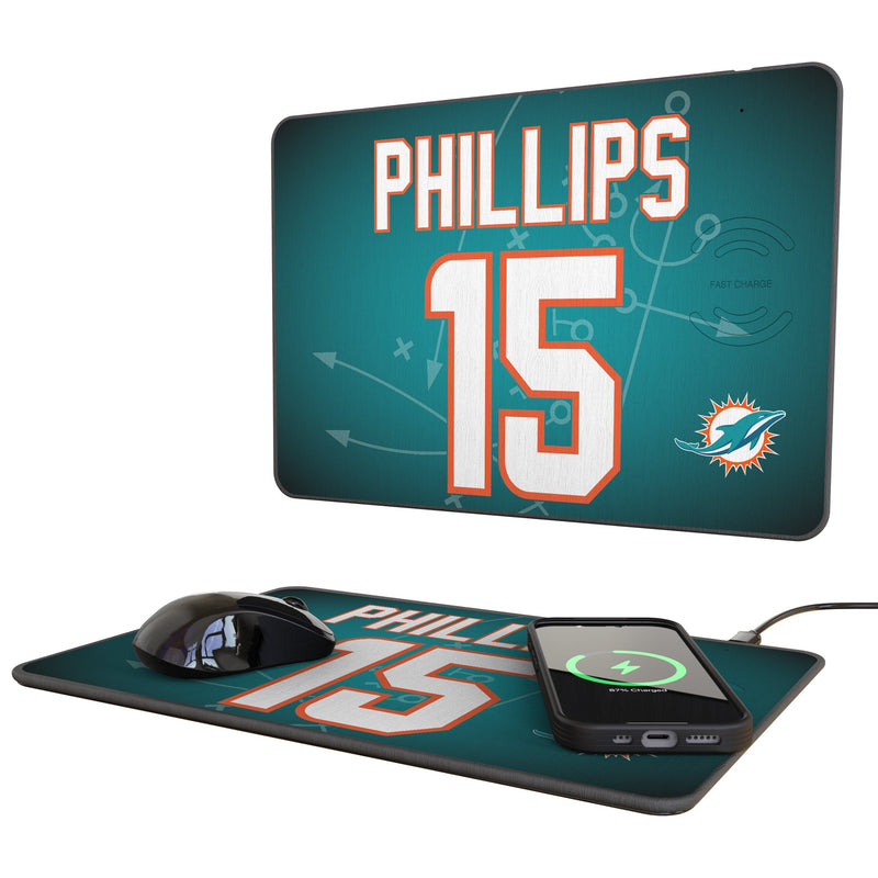 Jaelan Phillips Miami Dolphins 15 Game Tactic 15-Watt Wireless Charger and Mouse Pad