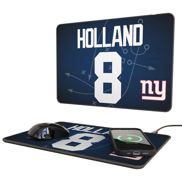 Jevon Holland New York Giants 8 Game Tactic 15-Watt Wireless Charger and Mouse Pad