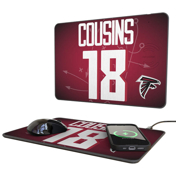 Kirk Cousins Atlanta Falcons 18 Game Tactic 15-Watt Wireless Charger and Mouse Pad