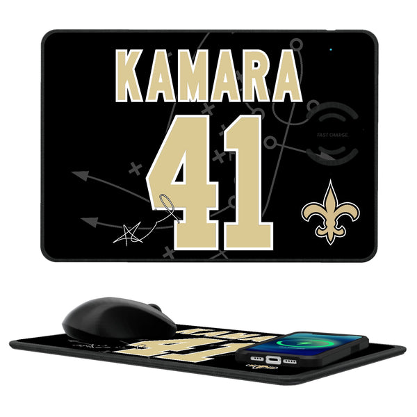 Alvin Kamara New Orleans Saints 41 Ready 15-Watt Wireless Charger and Mouse Pad