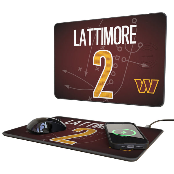 Marshon Lattimore Washington Commanders 2 Game Tactic 15-Watt Wireless Charger and Mouse Pad