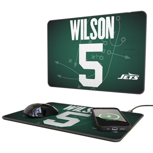 Garrett Wilson New York Jets 5 Game Tactic 15-Watt Wireless Charger and Mouse Pad