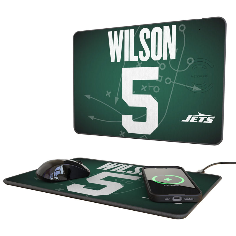 Garrett Wilson New York Jets 5 Game Tactic 15-Watt Wireless Charger and Mouse Pad