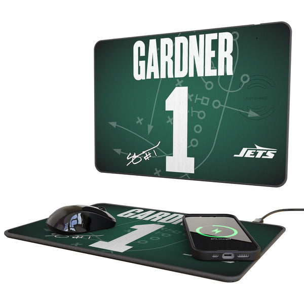 Sauce Gardner New York Jets 1 Game Tactic 15-Watt Wireless Charger and Mouse Pad