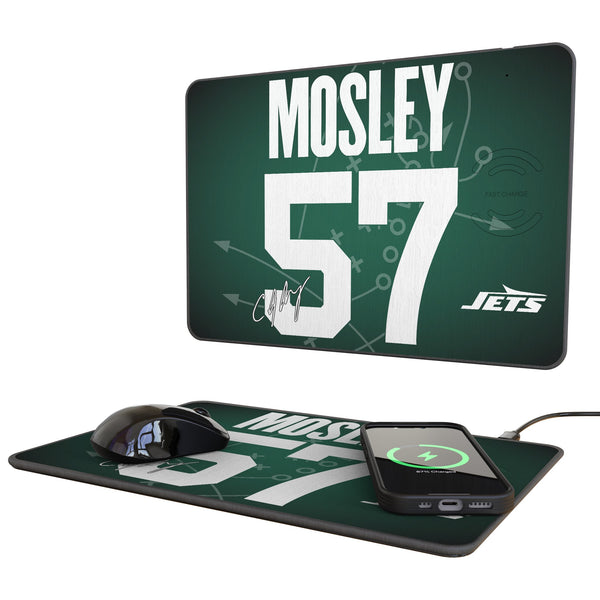 C.J. Mosley New York Jets 57 Game Tactic 15-Watt Wireless Charger and Mouse Pad