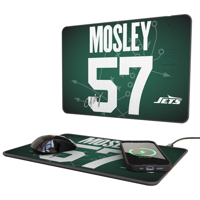 C.J. Mosley New York Jets 57 Game Tactic 15-Watt Wireless Charger and Mouse Pad