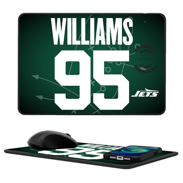Quinnen Williams New York Jets 95 Ready 15-Watt Wireless Charger and Mouse Pad