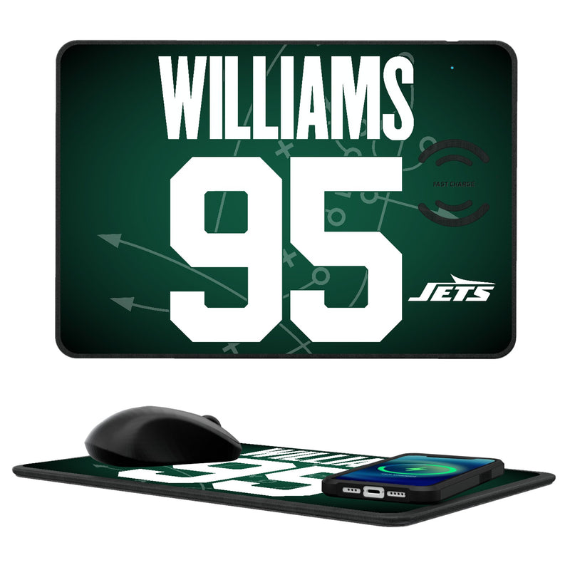 Quinnen Williams New York Jets 95 Ready 15-Watt Wireless Charger and Mouse Pad