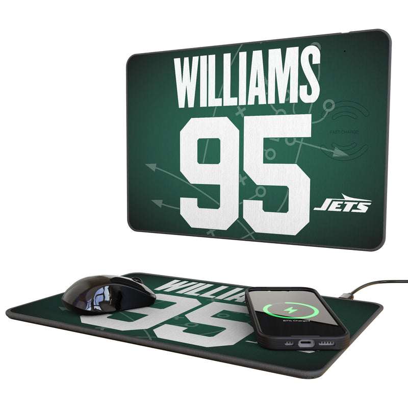 Quinnen Williams New York Jets 95 Game Tactic 15-Watt Wireless Charger and Mouse Pad