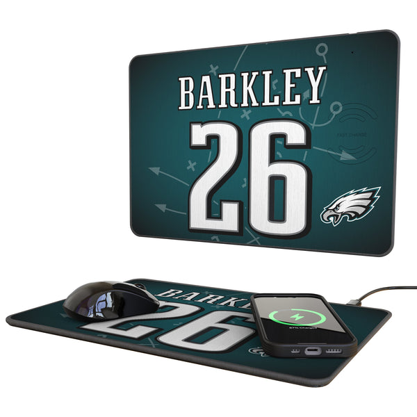 Saquon Barkley Philadelphia Eagles 26 Game Tactic 15-Watt Wireless Charger and Mouse Pad