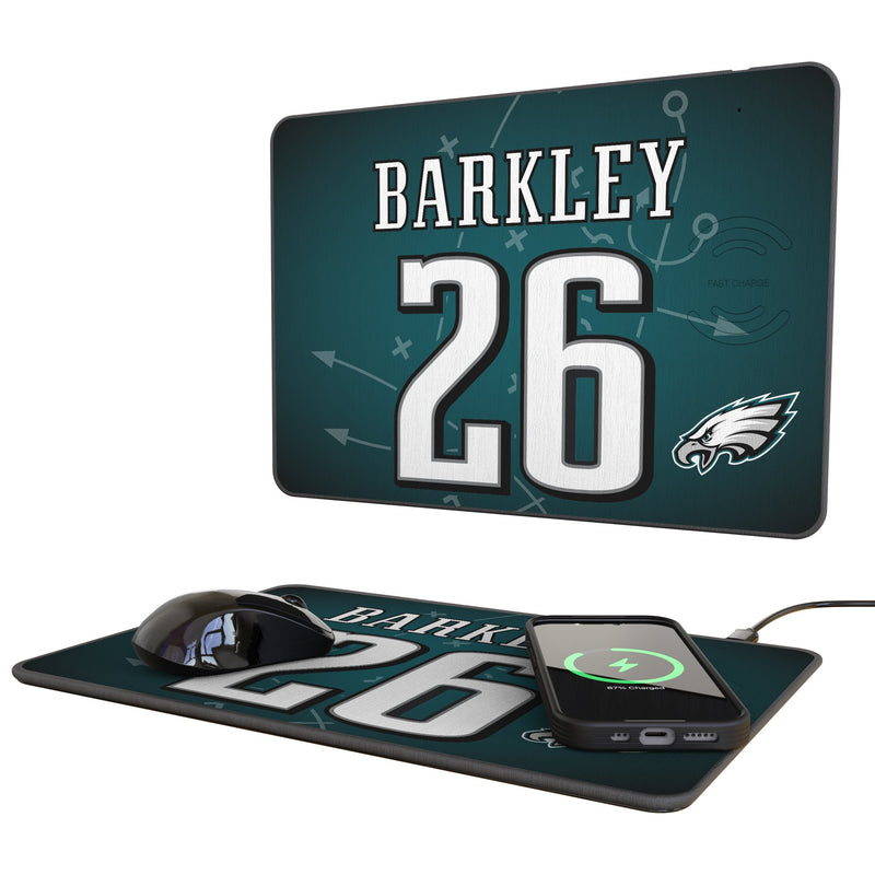 Saquon Barkley Philadelphia Eagles 26 Game Tactic 15-Watt Wireless Charger and Mouse Pad