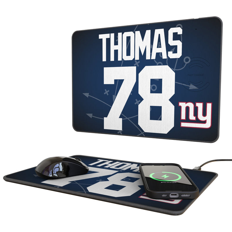 Andrew Thomas New York Giants 78 Game Tactic 15-Watt Wireless Charger and Mouse Pad