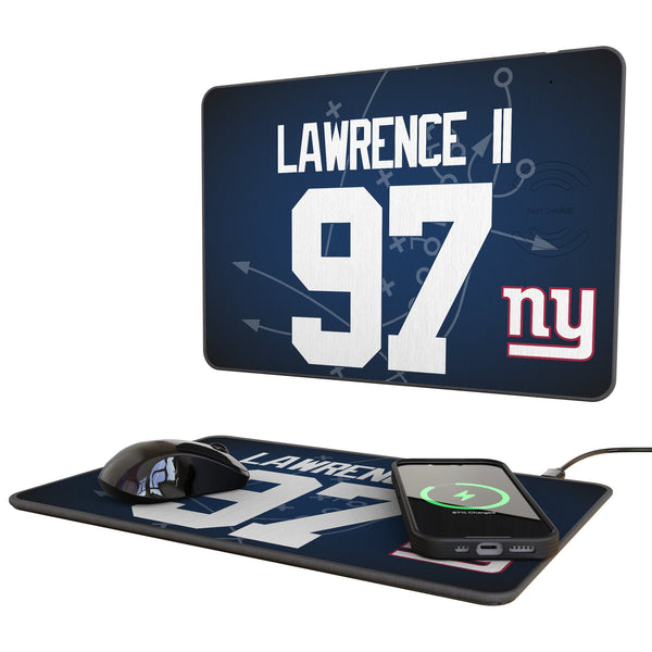 Dexter Lawrence II New York Giants 97 Game Tactic 15-Watt Wireless Charger and Mouse Pad