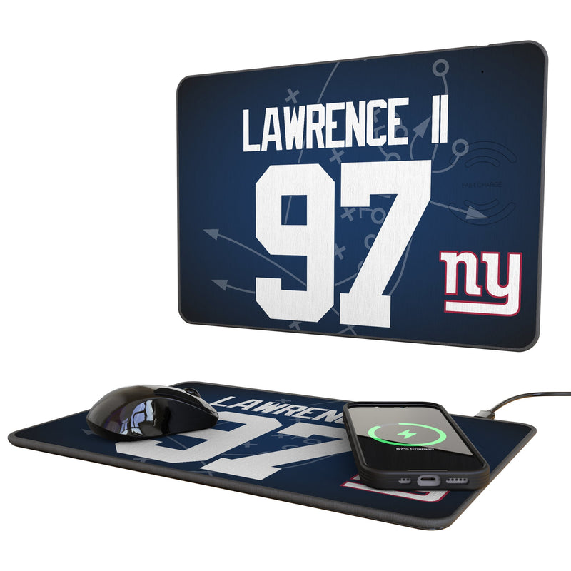 Dexter Lawrence II New York Giants 97 Game Tactic 15-Watt Wireless Charger and Mouse Pad