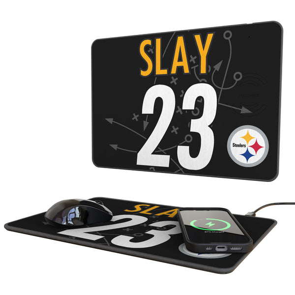 Darius Slay Pittsburgh Steelers 23 Game Tactic 15-Watt Wireless Charger and Mouse Pad