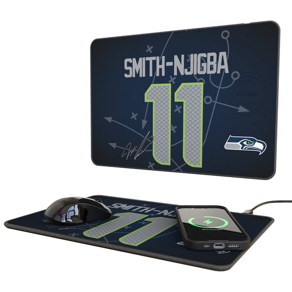 Jaxon Smith-Njigba Seattle Seahawks 11 Game Tactic 15-Watt Wireless Charger and Mouse Pad