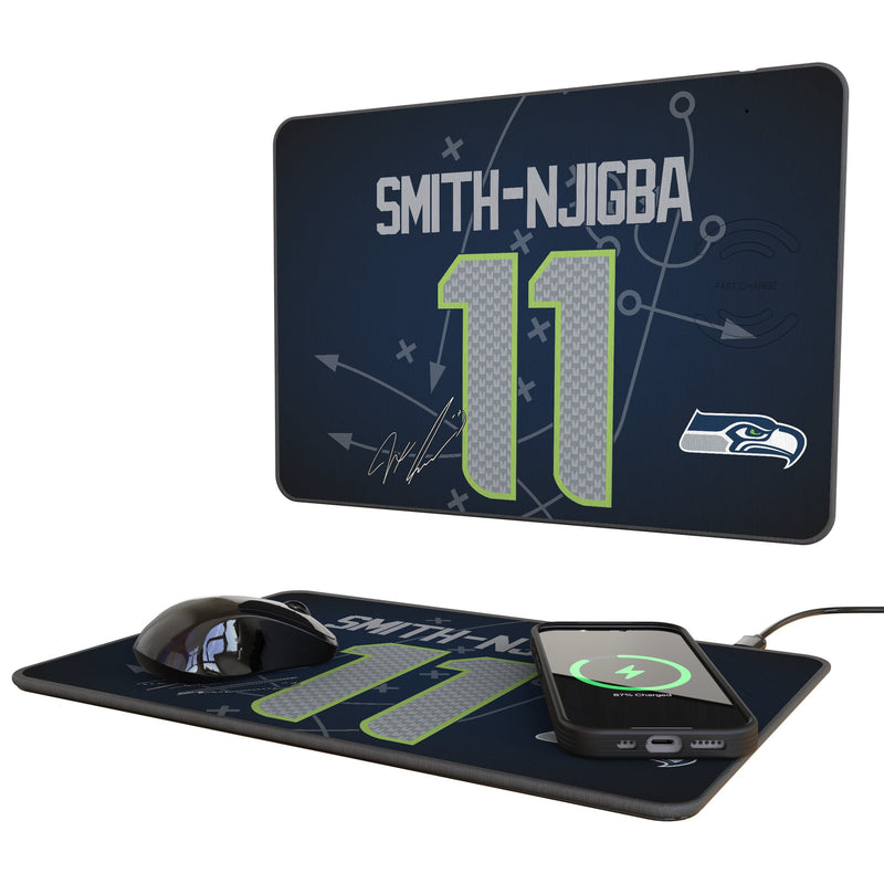 Jaxon Smith-Njigba Seattle Seahawks 11 Game Tactic 15-Watt Wireless Charger and Mouse Pad