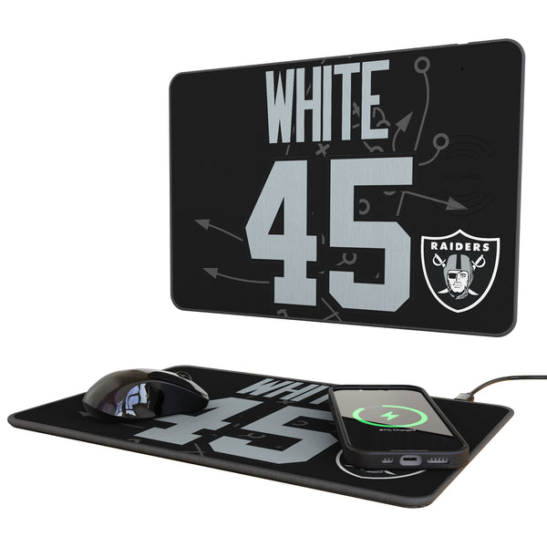 Devin White Las Vegas Raiders 45 Game Tactic 15-Watt Wireless Charger and Mouse Pad