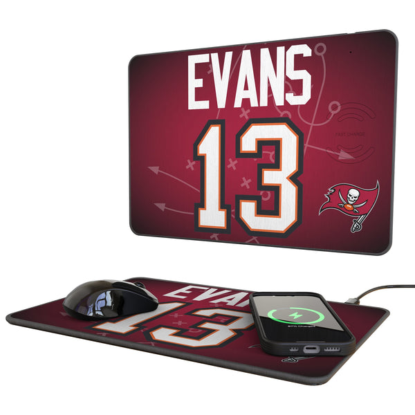 Mike Evans Tampa Bay Buccaneers 13 Game Tactic 15-Watt Wireless Charger and Mouse Pad
