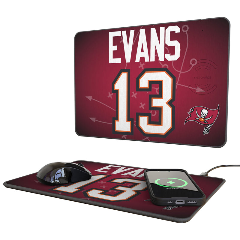 Mike Evans Tampa Bay Buccaneers 13 Game Tactic 15-Watt Wireless Charger and Mouse Pad
