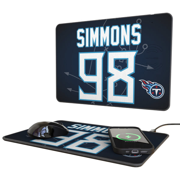 Jeffery Simmons Tennessee Titans 98 Game Tactic 15-Watt Wireless Charger and Mouse Pad