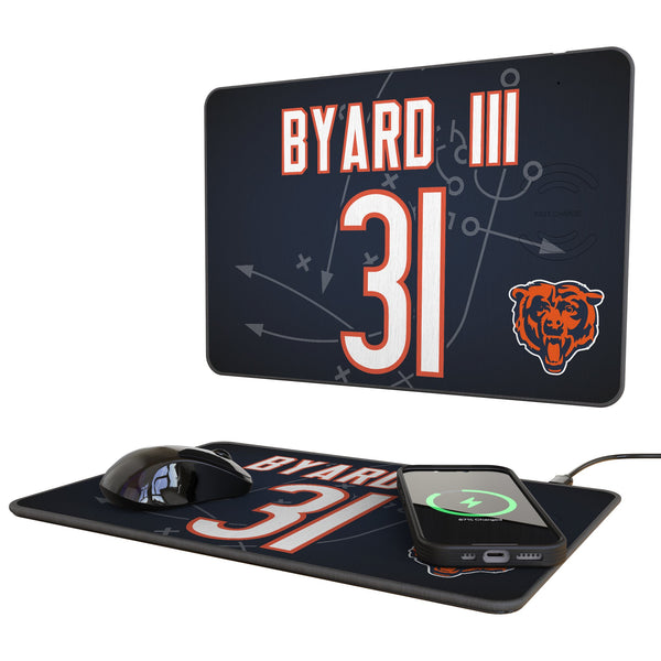 Kevin Byard III Chicago Bears 31 Game Tactic 15-Watt Wireless Charger and Mouse Pad