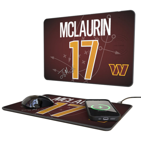 Terry McLaurin Washington Commanders 17 Game Tactic 15-Watt Wireless Charger and Mouse Pad