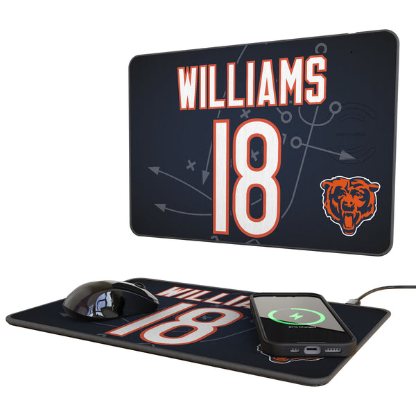 Caleb Williams Chicago Bears 18 Game Tactic 15-Watt Wireless Charger and Mouse Pad
