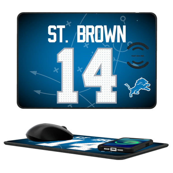 Amon-Ra St. Brown Detroit Lions 14 Ready 15-Watt Wireless Charger and Mouse Pad