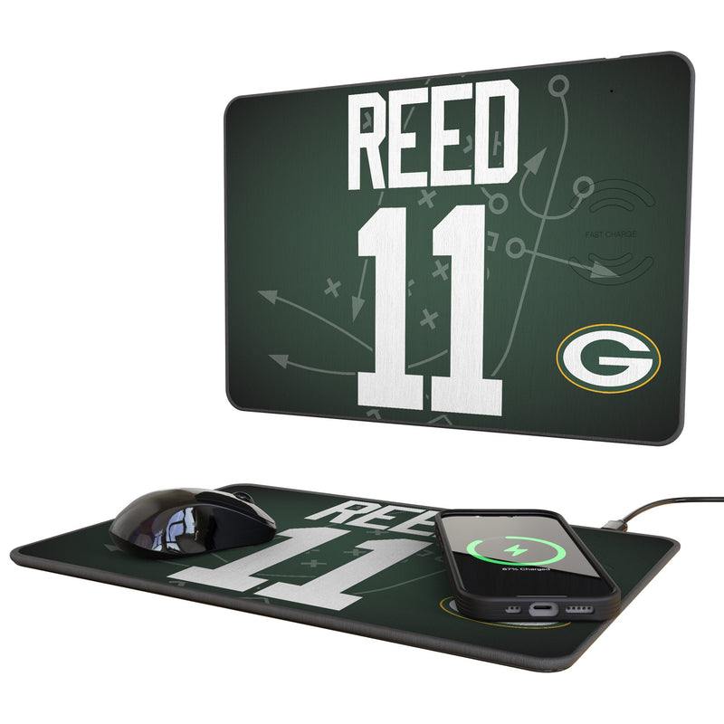 Jayden Reed Green Bay Packers 11 Game Tactic 15-Watt Wireless Charger and Mouse Pad