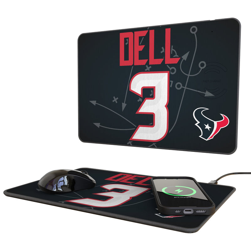 Tank Dell Houston Texans 3 Game Tactic 15-Watt Wireless Charger and Mouse Pad