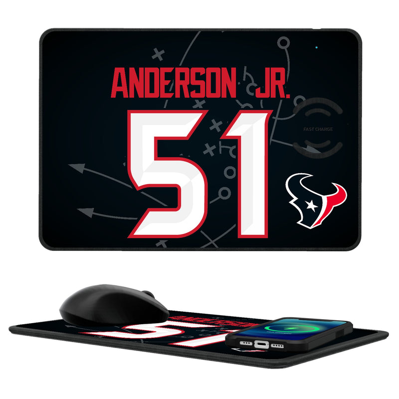Will Anderson Jr. Houston Texans 51 Ready 15-Watt Wireless Charger and Mouse Pad