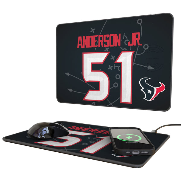 Will Anderson Jr. Houston Texans 51 Game Tactic 15-Watt Wireless Charger and Mouse Pad