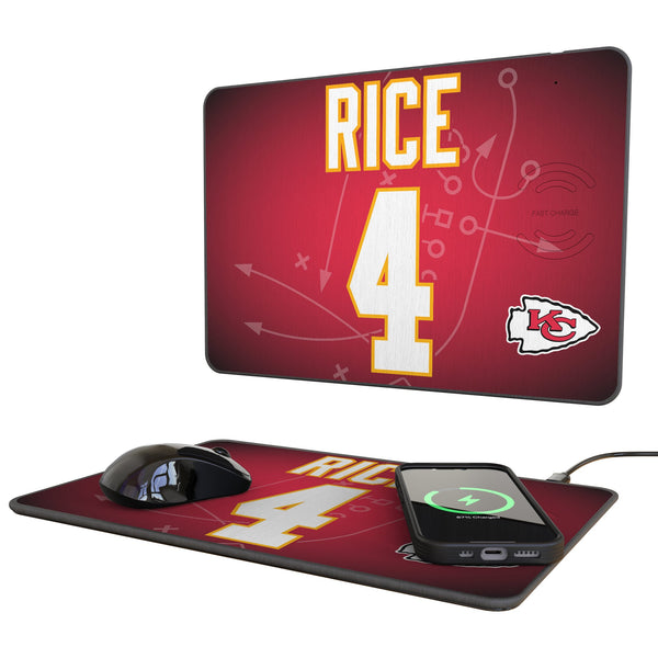 Rashee Rice Kansas City Chiefs 4 Game Tactic 15-Watt Wireless Charger and Mouse Pad