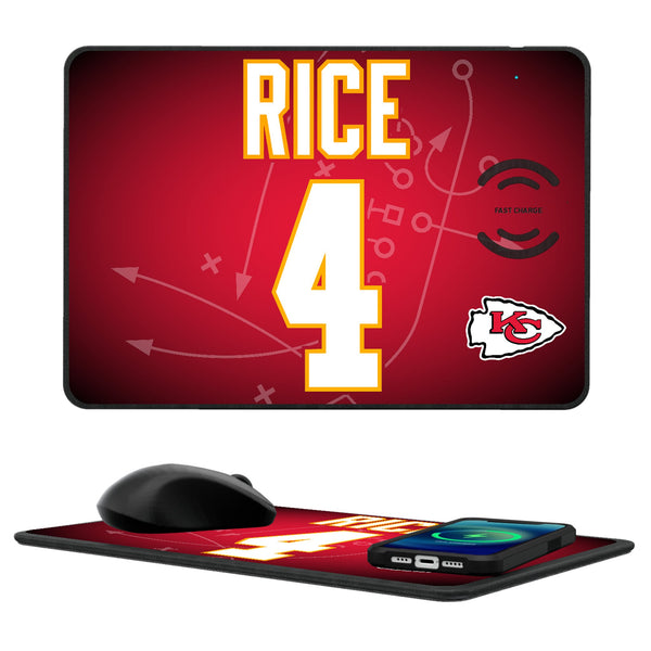 Rashee Rice Kansas City Chiefs 4 Ready 15-Watt Wireless Charger and Mouse Pad