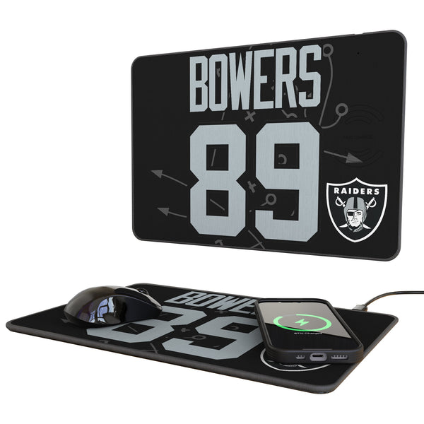 Brock Bowers Las Vegas Raiders 89 Game Tactic 15-Watt Wireless Charger and Mouse Pad
